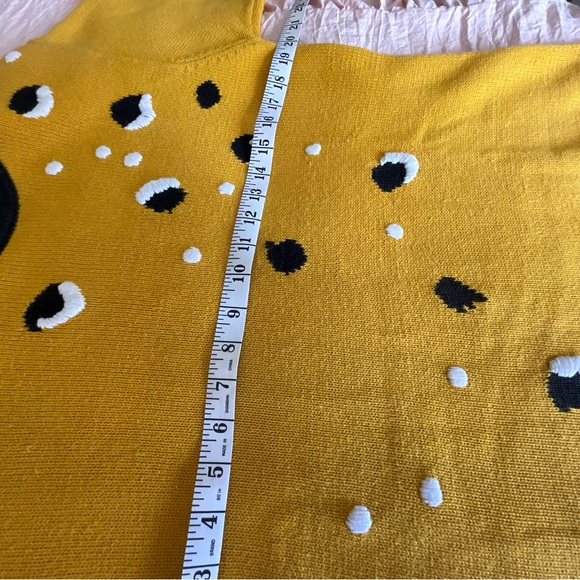 Andrea Gayle VTG Pullover Sweater Size M Embroidery Dark Mustard Shoulder Pads - Picture 5 of 6